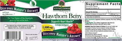 Photo of the Nature's Answer Hawthorn Berry 1,500 mg label