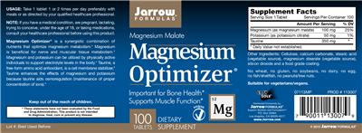 Photo of the Jarrow Formulas Magnesium Optimizer label