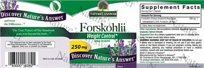 Photo of the Nature's Answer Forskohlii 250 mg label