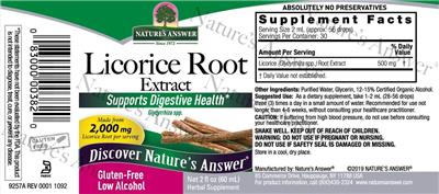 Photo of the Nature's Answer Licorice Root Extract label