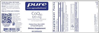 Photo of the Pure Encapsulations CoQ10 120 mg label