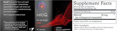 Photo of the MitoQ MitoQ label