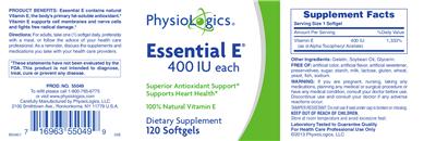 Photo of the PhysioLogics Essential E label