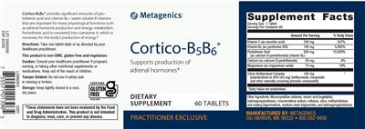 Photo of the Metagenics Cortico-B5B6 label