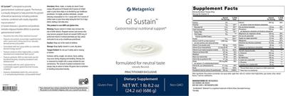 Photo of the Metagenics GI Sustain label