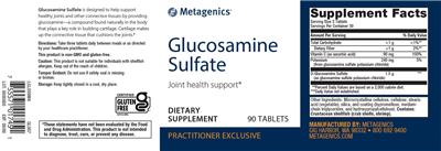 Photo of the Metagenics Glucosamine Sulfate label