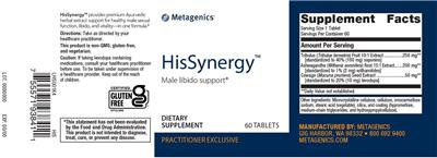 Photo of the Metagenics HisSynergy label