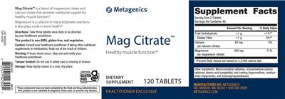 Photo of the Metagenics Mag Citrate label