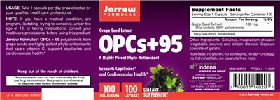 Photo of the Jarrow Formulas OPCs + 95 100 mg label