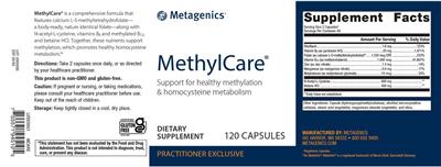 Photo of the Metagenics MethylCare label