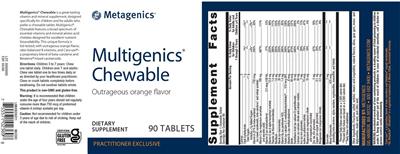 Photo of the Metagenics Multigenics Chewable Outrageous Orange Flavor label
