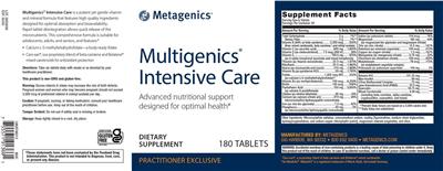 Photo of the Metagenics Multigenics Intensive Care label