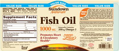 Photo of the Sundown Naturals Fish Oil 1000 mg label