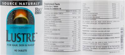 Photo of the Source Naturals Lustre label