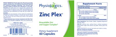 Photo of the PhysioLogics Zinc Plex label