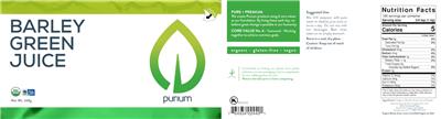Photo of the Purium Barely Green Juice label