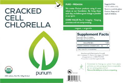 Photo of the Purium Cracked Cell Chlorella label