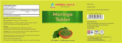Photo of the Herbal Hills Moringa Tablet 1000 mg label