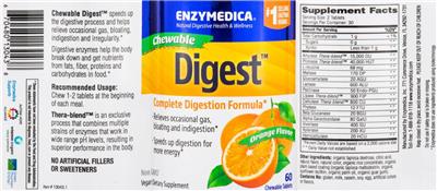 Photo of the Enzymedica Chewable Digest Orange Flavor label