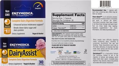 Photo of the Enzymedica DairyAssist label