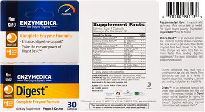 Photo of the Enzymedica Digest label