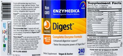Photo of the Enzymedica Digest label