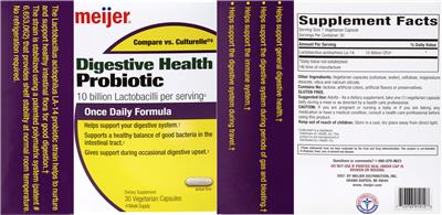 Label of Digestive Health Probiotic