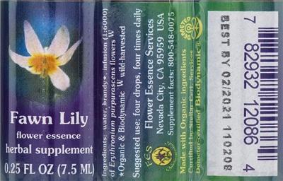 Photo of the Flower Essence Services Fawn Lily Flower Essence label