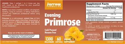 Photo of the Jarrow Formulas Evening Primrose 1300 mg label