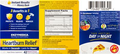 Photo of the Enzymedica Heartburn Relief Vanilla-Orange Flavored label