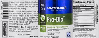 Photo of the Enzymedica Pro-Bio label