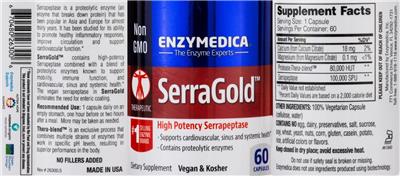 Photo of the Enzymedica SerraGold label