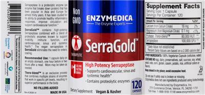 Photo of the Enzymedica SerraGold label