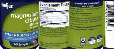 Photo of the Meijer Magnesium Citrate 250 mg label