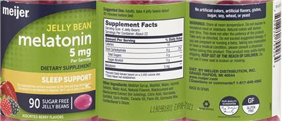 Photo of the Meijer Melatonin 5 mg Jelly Bean label
