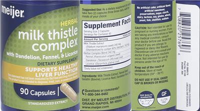 Photo of the Meijer Milk Thistle Complex with Dandelion, Fennel, & Licorice label
