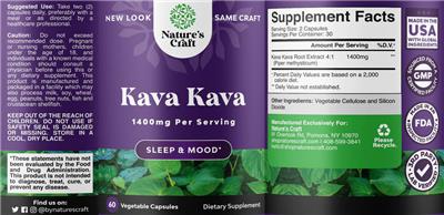 Photo of the Nature's Craft Kava Kava 1400 mg label