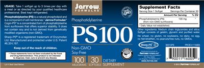 Photo of the Jarrow Formulas PS100 100 mg label