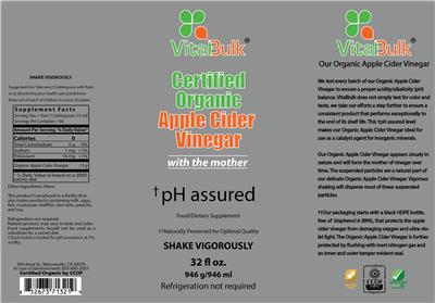 Photo of the VitalBulk Certified Organic Apple Cider Vinegar label
