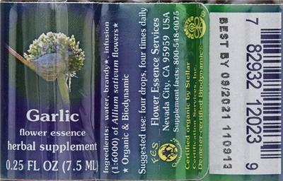 Photo of the Flower Essence Services Garlic Flower Essence label