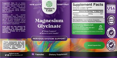 Photo of the Nature's Craft Magnesium Glycinate label