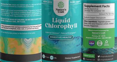 Photo of the Nature's Craft Liquid Chlorophyll label