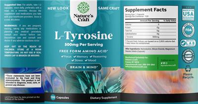 Photo of the Nature's Craft L-Tyrosine 500 mg label