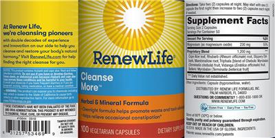 Photo of the Renew Life Cleanse More label