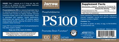 Photo of the Jarrow Formulas PS100 100 mg label