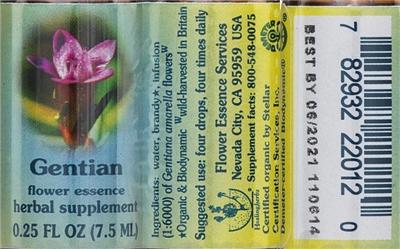 Photo of the Flower Essence Services Gentian Flower Essence label