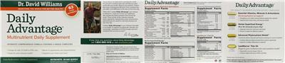 Photo of the Dr. David Williams Essential Vitamins, Minerals & Antioxidants label