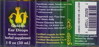 Photo of the Flower Essence Services Golden Ear Drops Flower Essence label