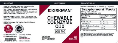 Photo of the Kirkman Chewable Coenzyme Q10 100 mg label