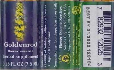 Photo of the Flower Essence Services Goldenrod Flower Essence label